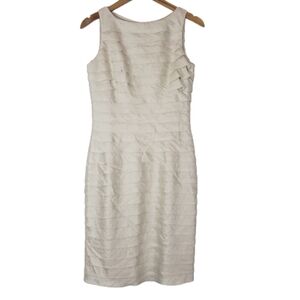 Adrianna Papell ivory ruffled dress